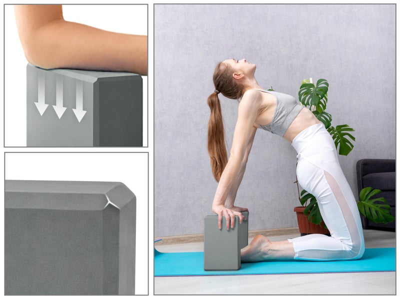 EXERZ Yoga Blocks 2 pack, Gym Blocks, Exercise Workout Fitness Bricks, Pilates Stretch Handstand Non-Slip, Grey - Image 3